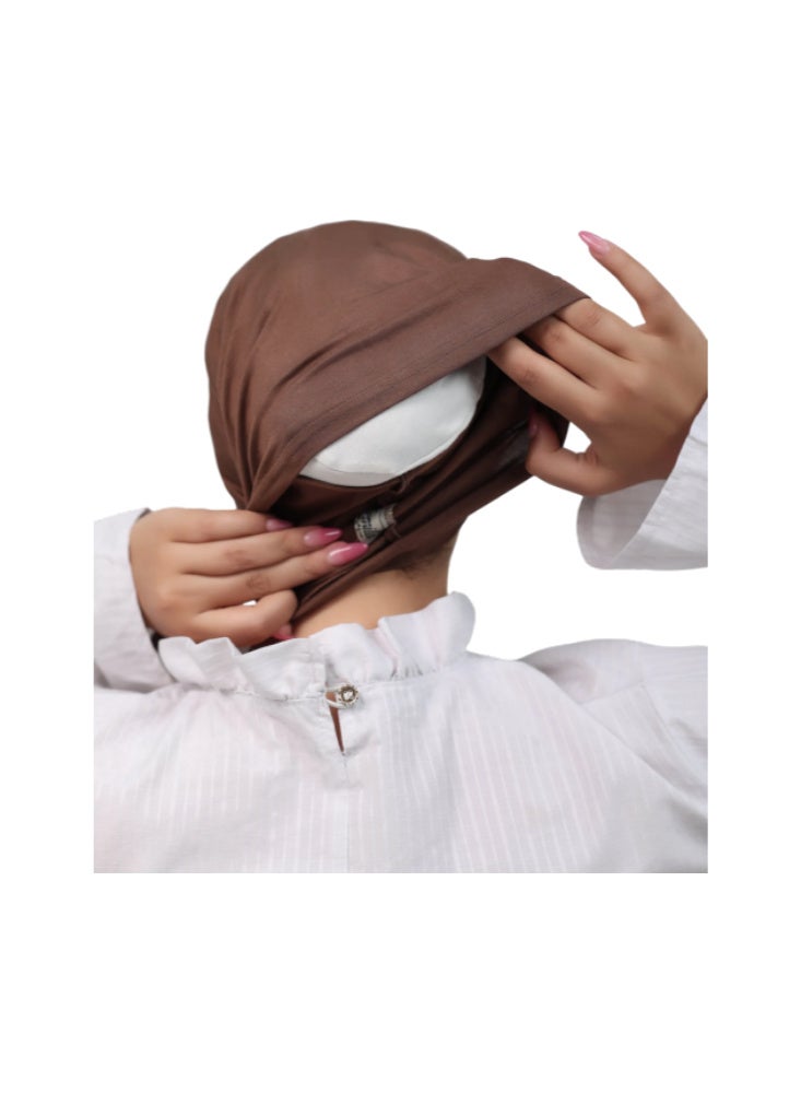 Comfortable Syrian Hijab Brown Bandana with Open Ends - Premium Stretchable Fabric in Multi-color Options. - Image 3